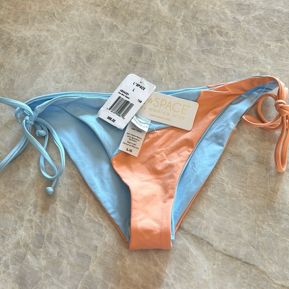 NWT‎ L*space Colorblock Dani Side Tie Bikini Bottom Tangy-Sky Blue Size… - Picture 7 of 10